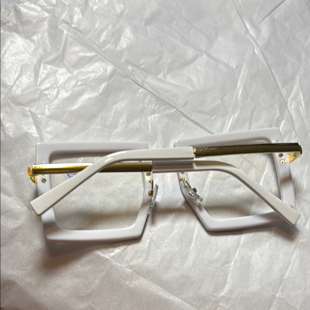 NWOT-White Square Frame Glasses - Picture 3 of 11